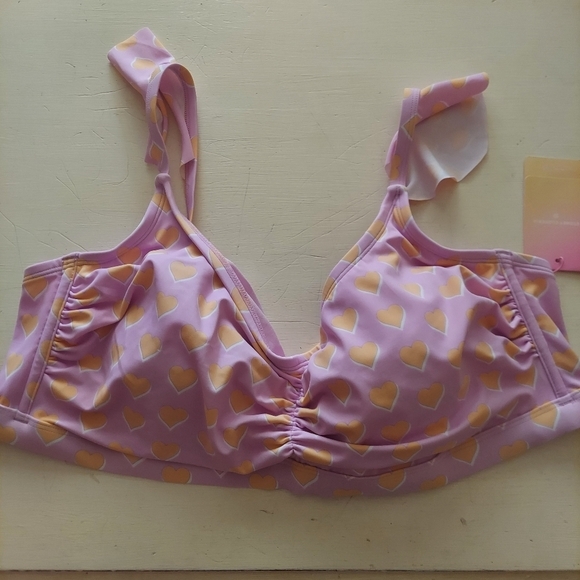 Stoney Clover Lane x Target Flutter Strap Heart Print Bralette Bikini Top - Picture 2 of 6